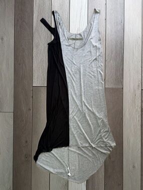 Enza Costa Black & Light Gray Two-Tone Tank Dress
